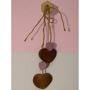 Vintage Wooden Heart Hanging Decor Set Country Grandmacore Primitive Wall Art